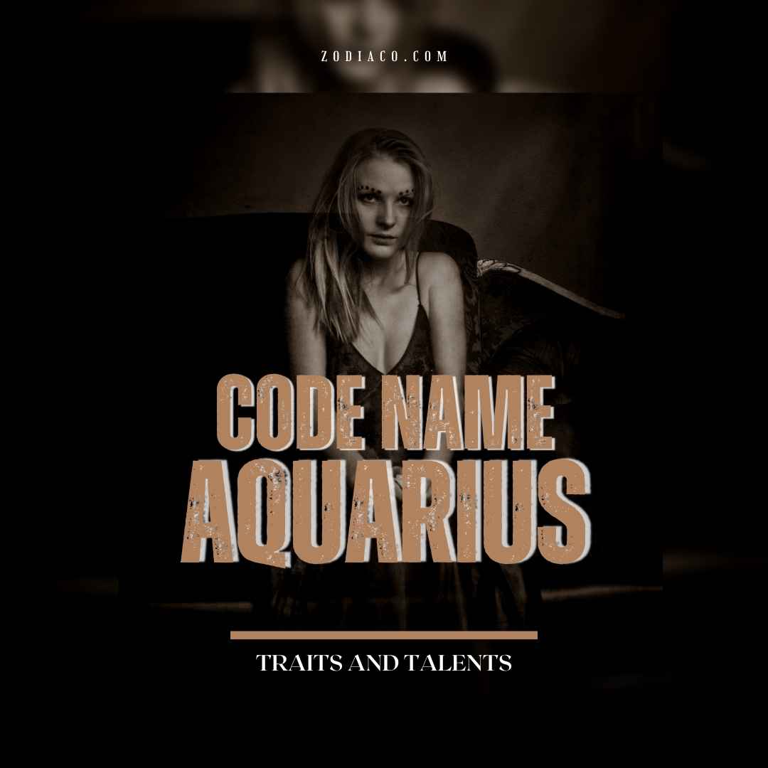 "eBook cover 'Code Name: Aquarius Traits and Talents', displaying an artistic water-bearer symbolising Aquarius. The background blends celestial and water motifs, reflecting the sign's innovative spirit, complemented by modern typography.