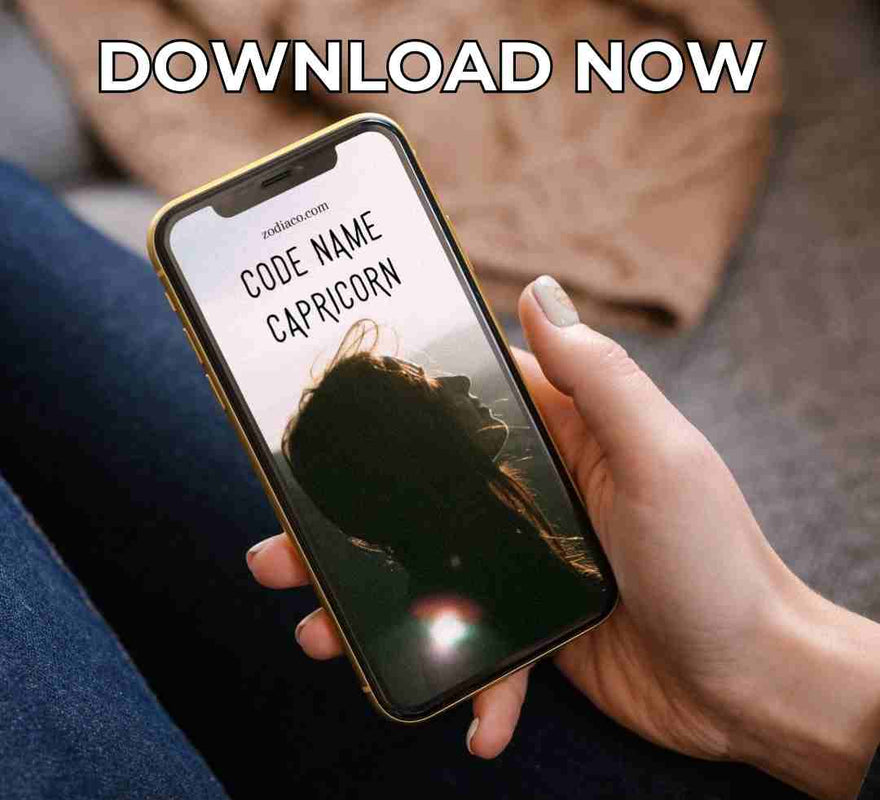 An image of a smartphone displaying the cover of an Capricorn ebook. The cover is vibrant and detailed, and the caption below indicates the book is available for immediate download.