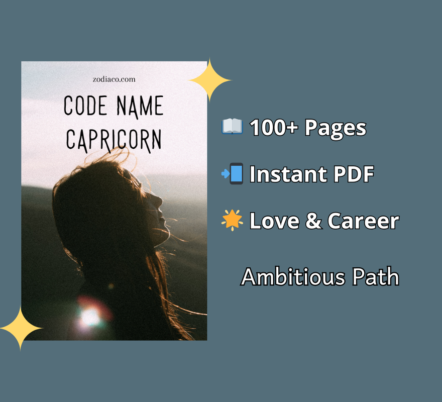 "Infographic showing key features of the Capricorn Zodiac eBook: 100+ pages, instant PDF download, and astrology guidance. Digital astrology eBook for Capricorn."