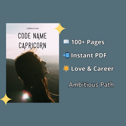 "Infographic showing key features of the Capricorn Zodiac eBook: 100+ pages, instant PDF download, and astrology guidance. Digital astrology eBook for Capricorn."