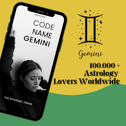 "Graphic showing ‘100,000+ Astrology Lovers Worldwide’ badge alongside the Gemini Zodiac eBook cover. Digital astrology eBook for Gemini."