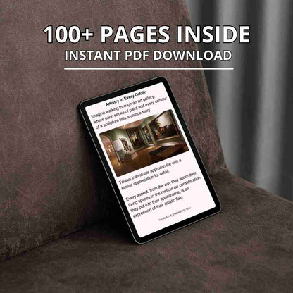 A digital tablet displays the open pages of an ebook for Taurus . The screen shows the content of the book, which features over 100 pages available for instant PDF download.
