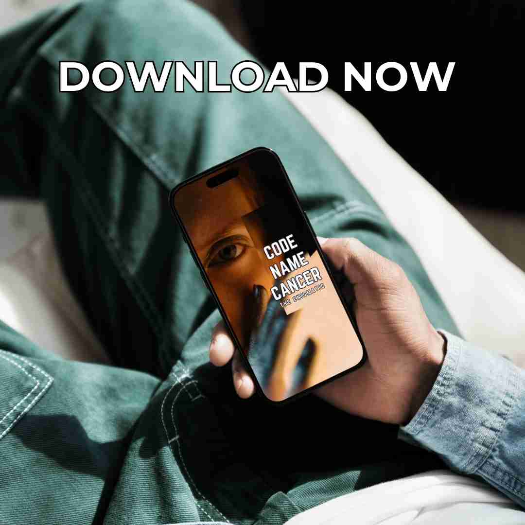 An image of a smartphone displaying the cover of an Cancer zodiac sign ebook. The cover is vibrant and detailed, and the caption below indicates the book is available for immediate download.