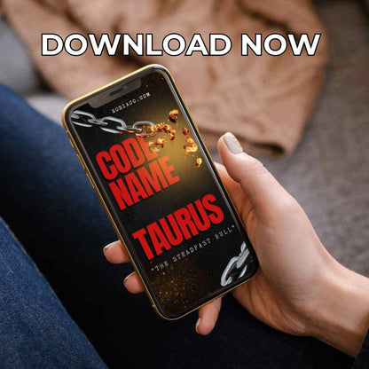 An image of a smartphone displaying the cover of an Taurus ebook. The cover is vibrant and detailed, and the caption below indicates the book is available for immediate download.