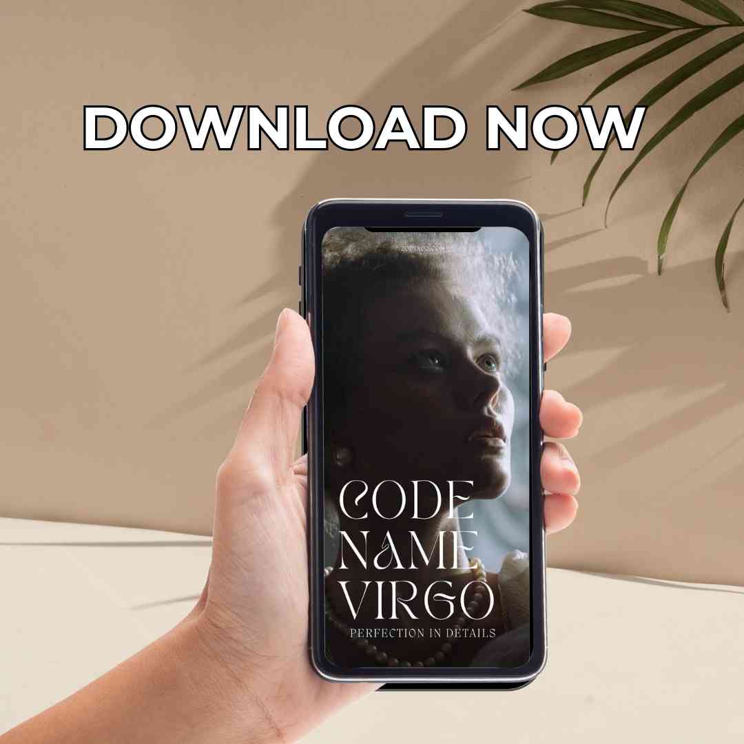 An image of a smartphone displaying the cover of an Virgo ebook. The cover is vibrant and detailed, and the caption below indicates the book is available for immediate download.
