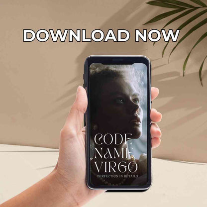 An image of a smartphone displaying the cover of an Virgo ebook. The cover is vibrant and detailed, and the caption below indicates the book is available for immediate download.