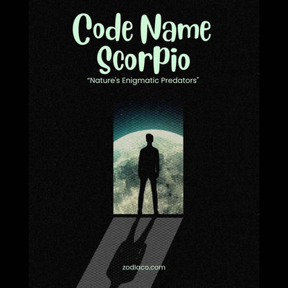 "Digital eBook cover titled 'Code Name: Scorpion , designed for readers interested in the Scorpio zodiac sign, featuring an artistic representation of a scorpion symbolising the characteristics of Scorpio, complemented by bold and engaging fonts."