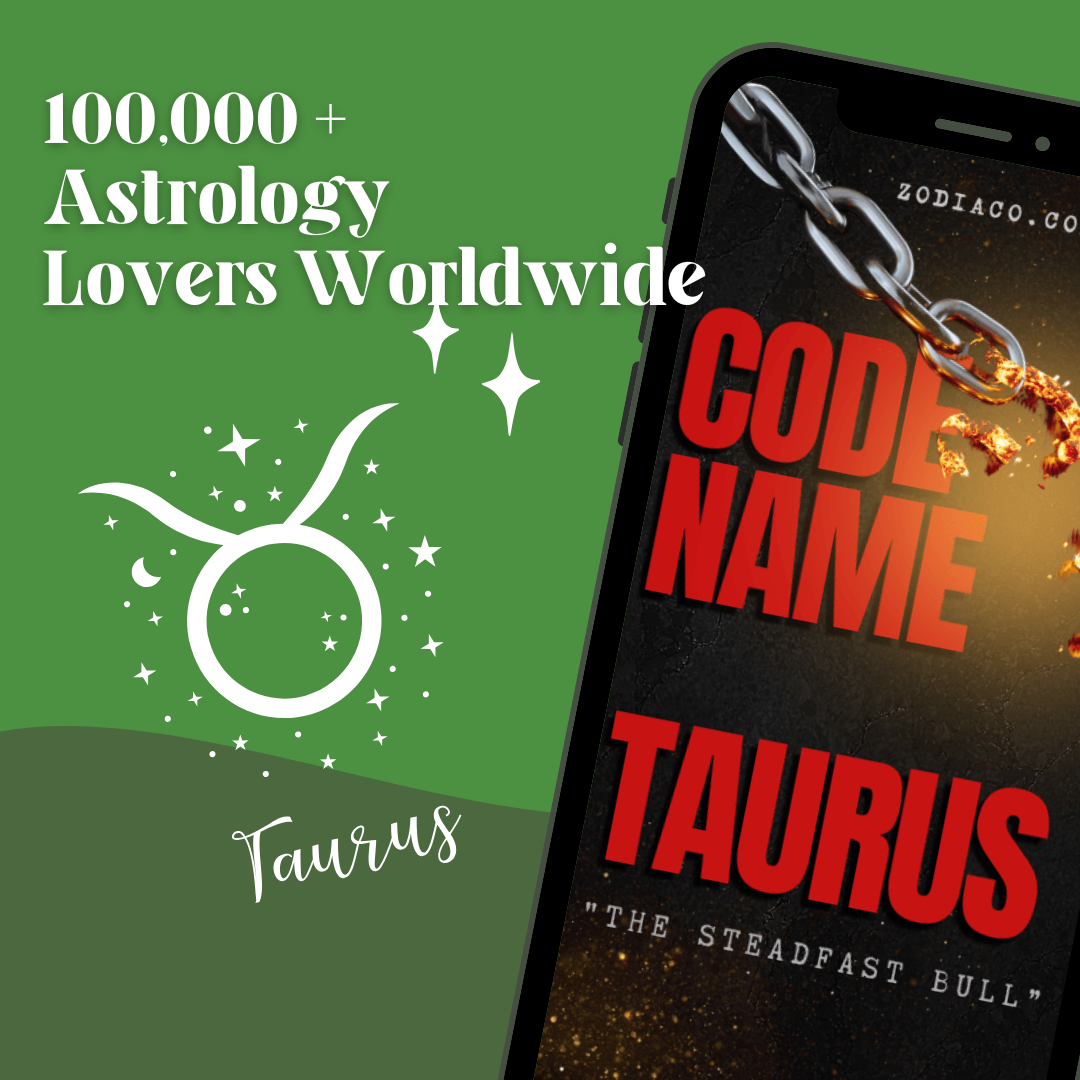 "Graphic showing ‘100,000+ Astrology Lovers Worldwide’ badge alongside the Taurus Zodiac eBook cover. Digital astrology eBook for Taurus."