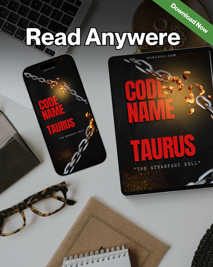 "Tablet and phone displaying the Taurus  Zodiac eBook in a flat lay with notebook and coffee, symbolizing daily astrology practice. Digital astrology eBook for Taurus."